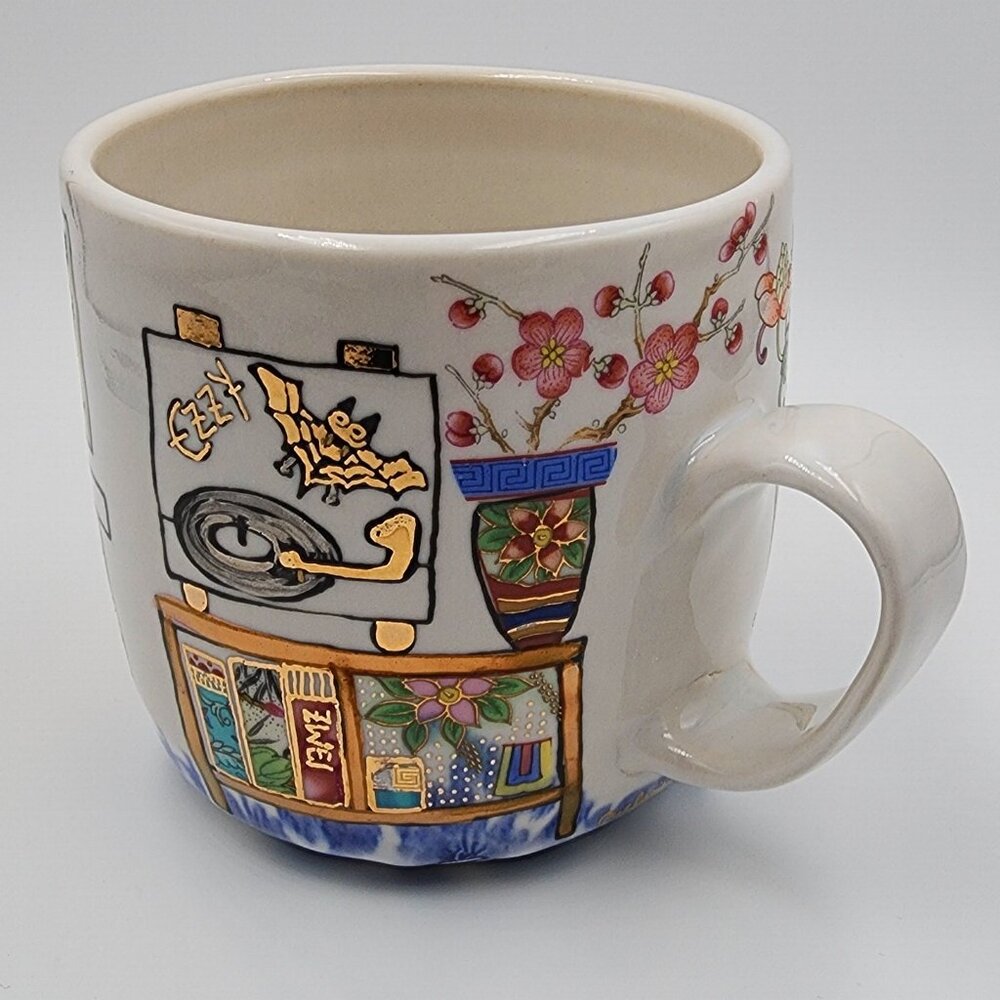Ozzy Osbourne Homage - hand-painted Cup with modern interior and record playing